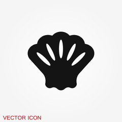 Shell icon, sea animal symbol isolated on background.