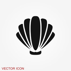 Shell icon, sea animal symbol isolated on background.