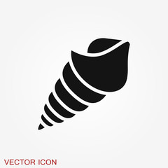 Shell icon, sea animal symbol isolated on background.