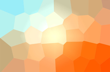 Abstract illustration of blue and orange giant hexagon background.