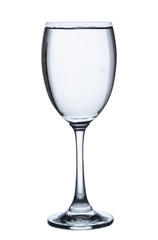 pouring water on a glass on white background clipping path