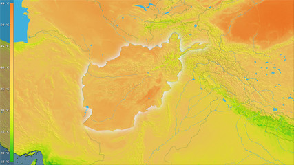 Afghanistan, annual range - light glow