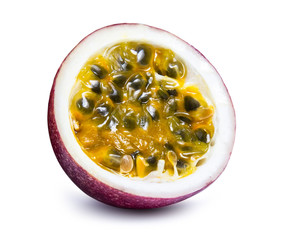 clipping path passion fruit isolated on white background