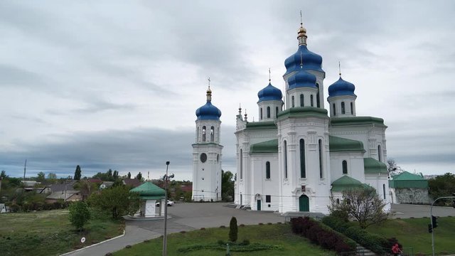 Time lapse of Cathedral of Holy Trinity or Troieshchyna Cathedral is one of largest Ukrainian Orthodox churches in Kyiv