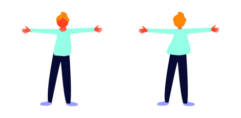Woman with open arms front and back.
