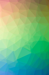 Illustration of abstract Blue, Green, Yellow vertical low poly background. Beautiful polygon design pattern.