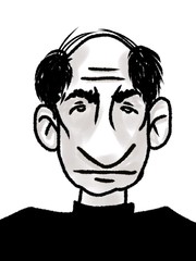 bald man with big nose portrait isolated on white