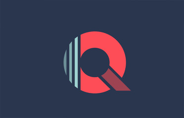 Q red blue alphabet letter logo icon for company and business with line design