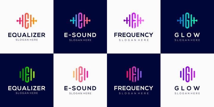 monogram creative Logo design template with Pulse element.