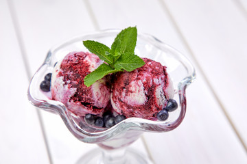 ice cream with fresh berries
