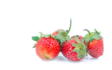 Strawberries with leaves. Isolated on a white background