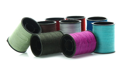 Colorful yarn on spool, yarn on tube, cotton, wool, linen thread