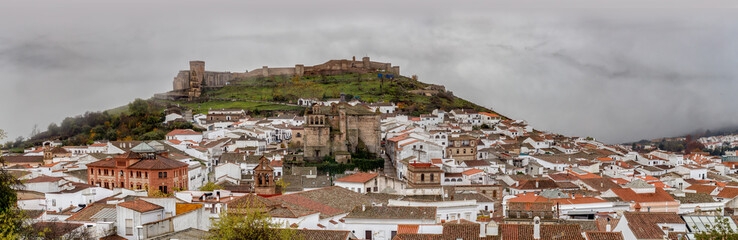 Panorama of the picturesque village of Aracena in Huelva, Spain. Cradle of Ibérico Ham