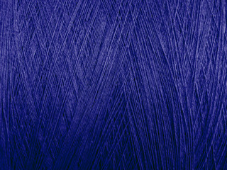 Linen yarn rope and thread texture background. Blue  color filter