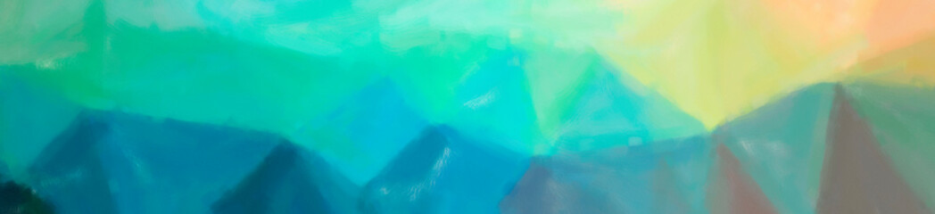 Illustration of abstract Green, Yellow And Blue Dry Brush Oil Paint Banner background.