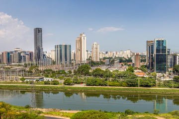 Plakat View of Sao Paulo and the river, Brazil