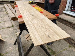 Laminate flooring ready to be cut to size