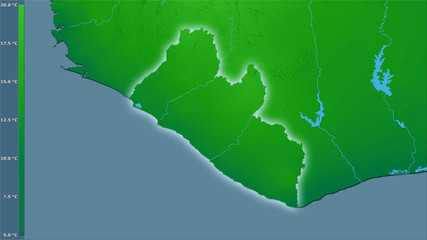 Liberia, annual range - light glow