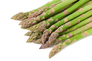 Fresh green asparagus isolated on white background