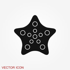 Sea star icon. Starfish vector sign. Sea animal symbol isolated on background.