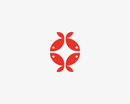 Fish roll sushi symbol logo icon vector illustration. Restaurant seefood vector logotype.