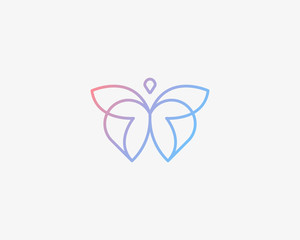 Abstract butterfly and heart line logo design vector. Luxury hotel, spa, massage, heritage logotype concept icon.