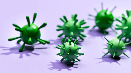 High angle collection of virus bacteria model,