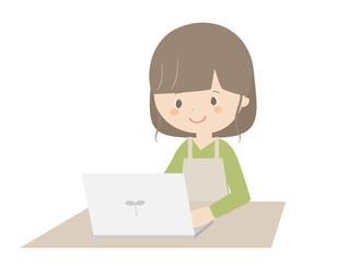 Young woman working with a laptop