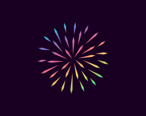 Abstract colorful line circle logo icon design modern minimal style illustration. Firework 3d sphere planet direction explosion vector emblem sign symbol mark logotype.