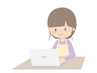 Young woman working with a laptop