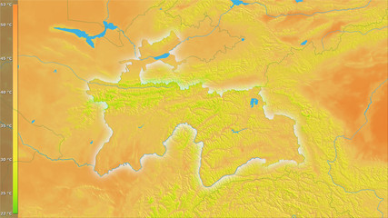 Tajikistan, annual range - light glow