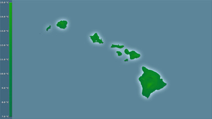 United States Hawaii, annual range - light glow