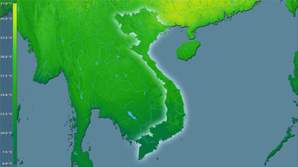 Vietnam, annual range - light glow
