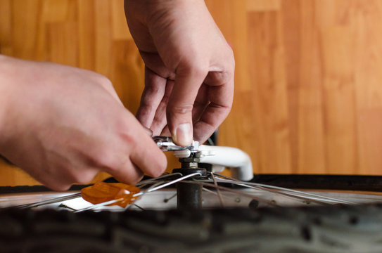 self repair bike close-up, selective focus, close-up