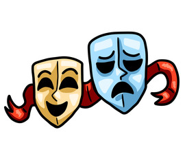 Cartoon Stylized Comedy and Tragedy Masks