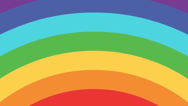 Animated rainbow appears from left to right on white background. Bright vector illustration. 