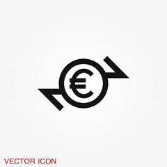 Transfer vector icon. Money symbol isolated on background.