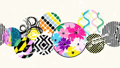 Gardinen abstract background pattern, with circles, flowers, geometric lines, strokes and splashes, seamless © Kirsten Hinte