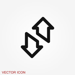 Transfer vector icon. Money symbol isolated on background.