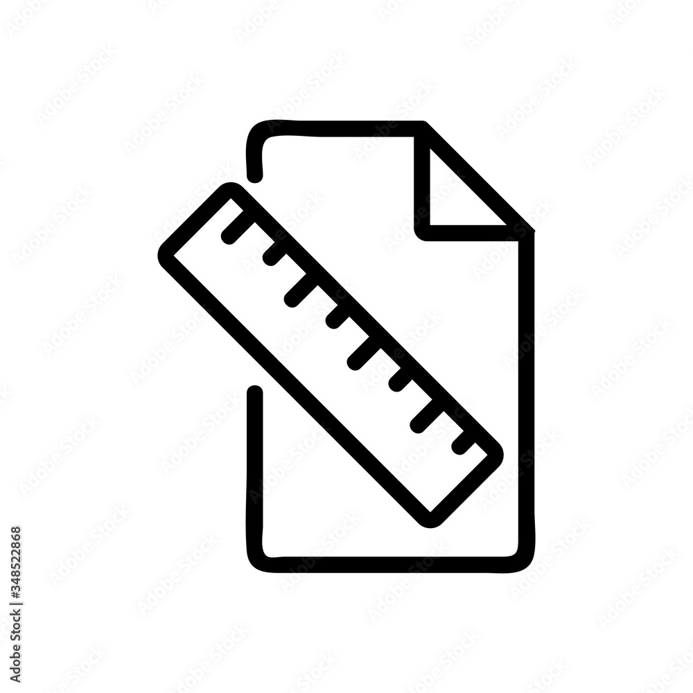 Aufkleber sheet of paper and ruler icon vector. sheet of paper and ruler sign. isolated contour symbol illustr