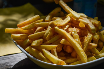 bowl of french fries close up