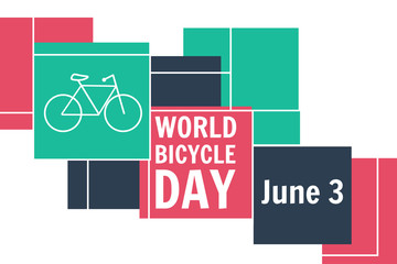 World Bicycle Day. June 3. Holiday concept. Template for background, banner, card, poster with text inscription. Vector EPS10 illustration.