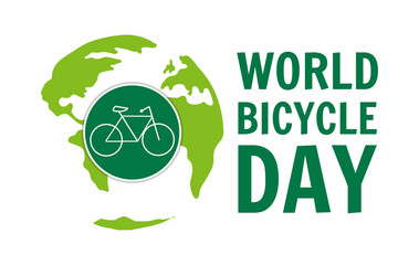 World Bicycle Day. June 3. Holiday concept. Template for background, banner, card, poster with text inscription. Vector EPS10 illustration.