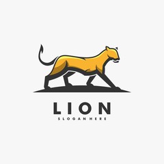 Vector Logo Illustration Lion mascot Cartoon Style.