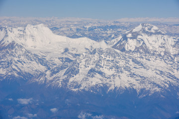 Landscape of Himalayas ridge aerial view in Nepal