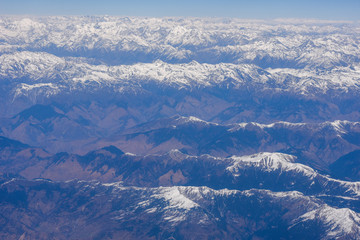 Naklejka premium Landscape of Himalayas ridge aerial view in Nepal