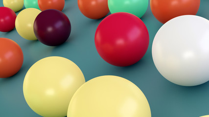 High quality trendy Colorful glossy marbles balls on faded blue background. For 3d illustration and other artistic concepts.