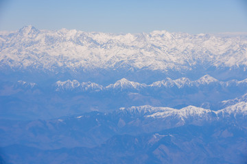 Landscape of Himalayas ridge aerial view in Nepal