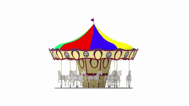 3D rendering of a carousel park attraction turning amusement fun ride isolated
