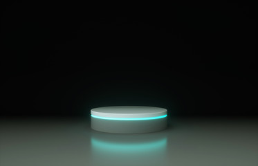 3d pedestal with a glow isolated on gradient background, futuristic podium concept. 3d render illustration
